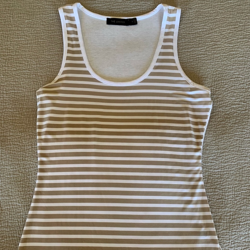 The Limited Tan White Striped Tank Size Small